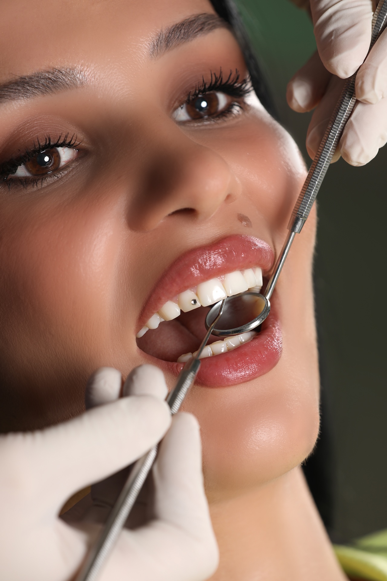 Modern dental clinic interior with professional team, bright and clean environment